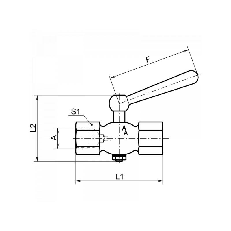 Manometer-Absperrhahn, DIN 16261 A, Muffe x Muffe, Material: Messing, 1.4571