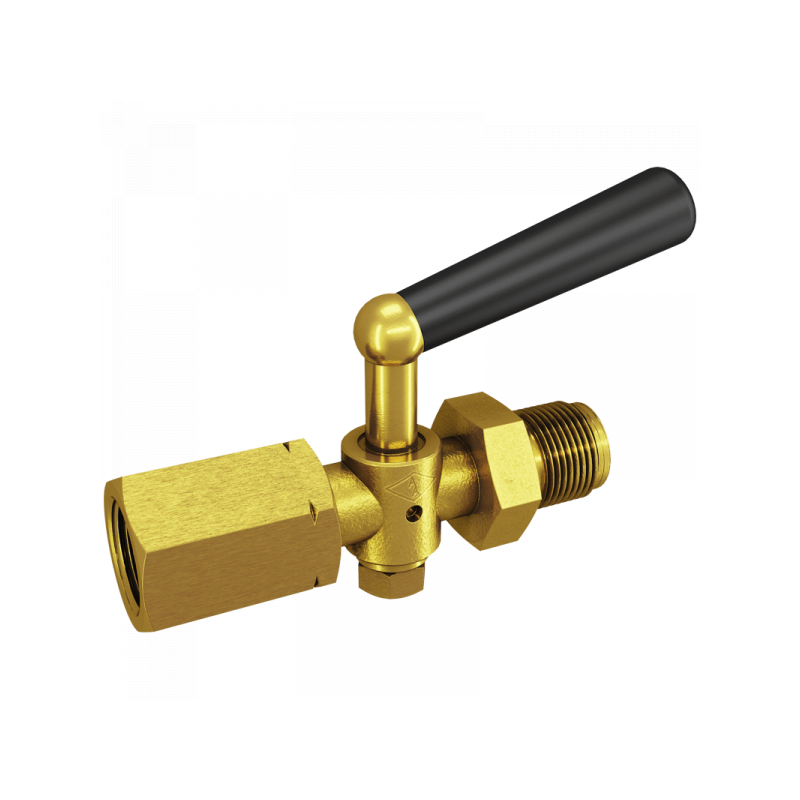 Manometer-Absperrhahn, DIN 16262 Form A PN 16/25, Form B PN 6, Zapfen x Spannmuffe, Material: Messing, 1.4571