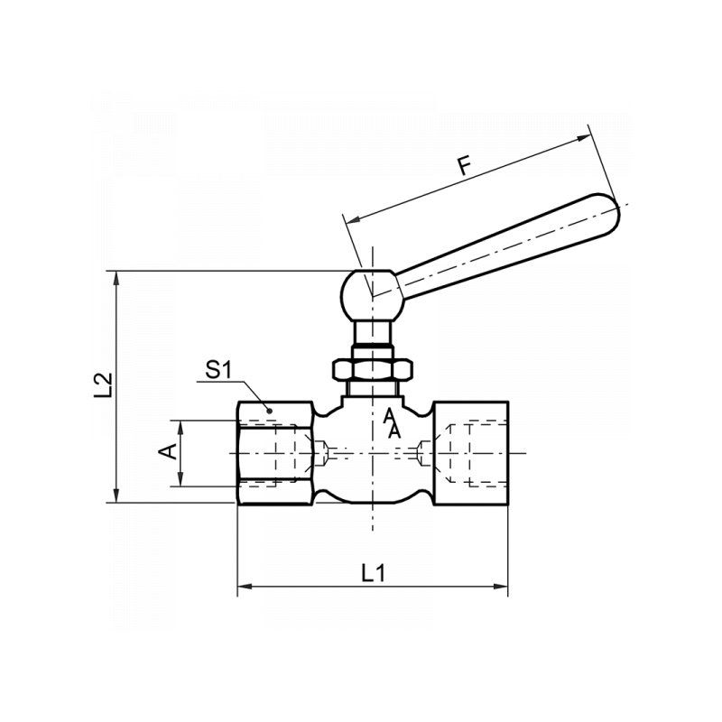 Manometer-Stopfbuchshahn, leichte Ausführung, Muffe x Muffe, Material: Messing