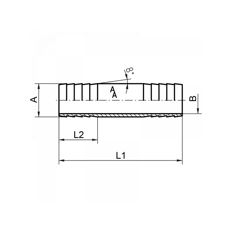 Schlauchadapter, beiderseits Schlauchtülle für Zollschlauch