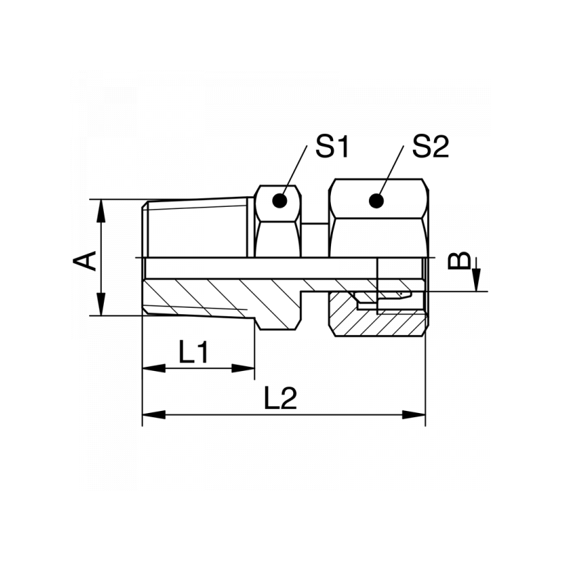 Einstellbare gerade Verschraubung mit Schaft, Einschraubgewinde NPT, leichte + schwere Reihe