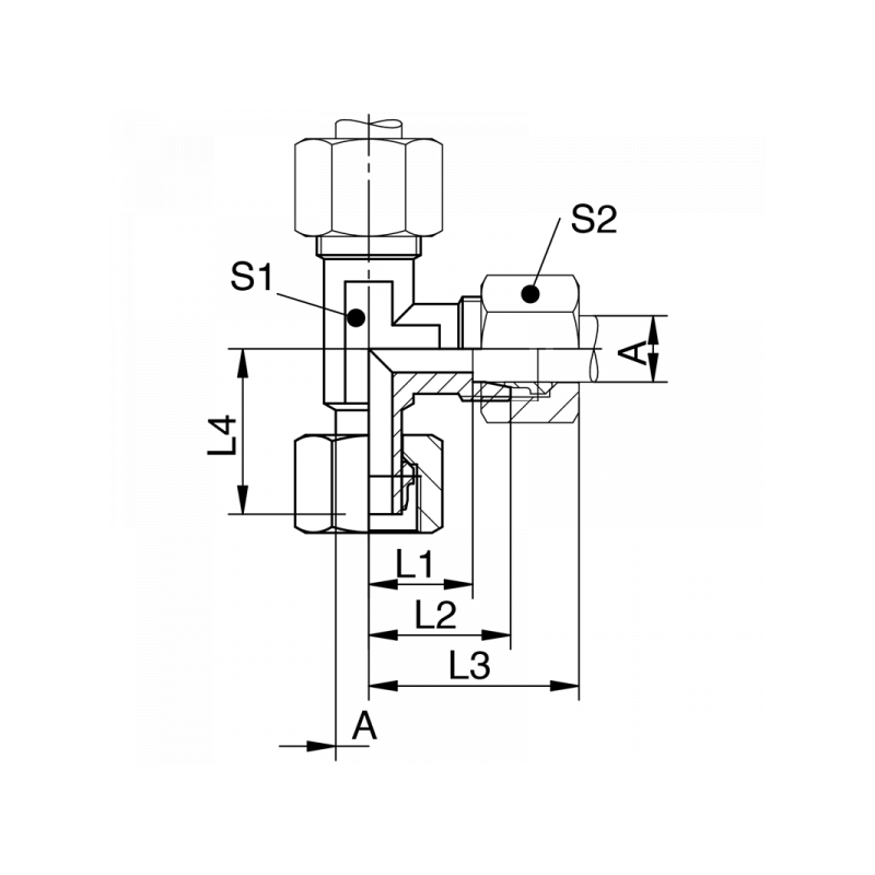 Einstellbare L-Verschraubung  mit Schaft, leichte + schwere Reihe