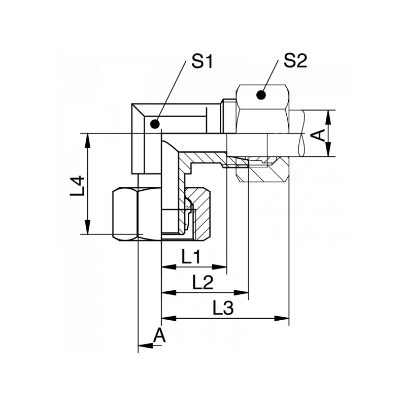 Einstellbare Winkelverschraubung mit Schaft, leichte + schwere Reihe