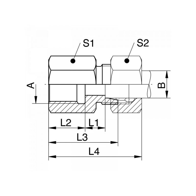 Gerade Aufschraubverschraubung, Aufschraubgewinde BSPP, schwere Reihe