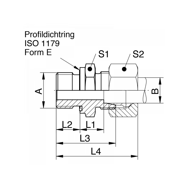 Gerade Einschraubverschraubung, Einschraubgewinde BSPP mit Dichtkante Form E, leichte Reihe