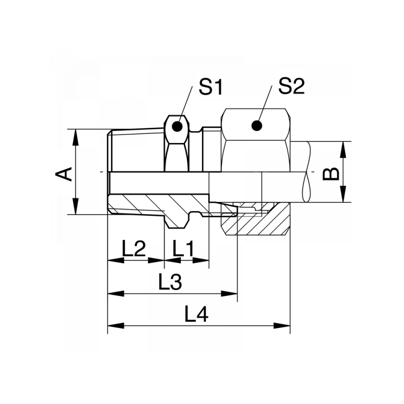 Gerade Einschraubverschraubung, Einschraubgewinde BSPT, leichte Reihe
