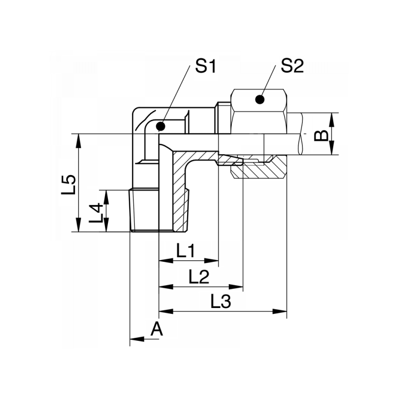 Winkel-Einschraubverschraubung, Einschraubgewinde NPT, leichte Reihe