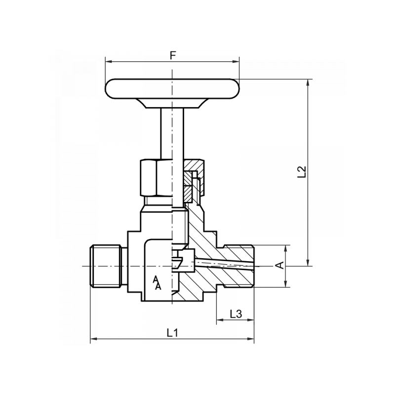 Kleinabsperrventil, beiderseits Außengewinde, Material: 1.0460, 1.4571, 1.4104