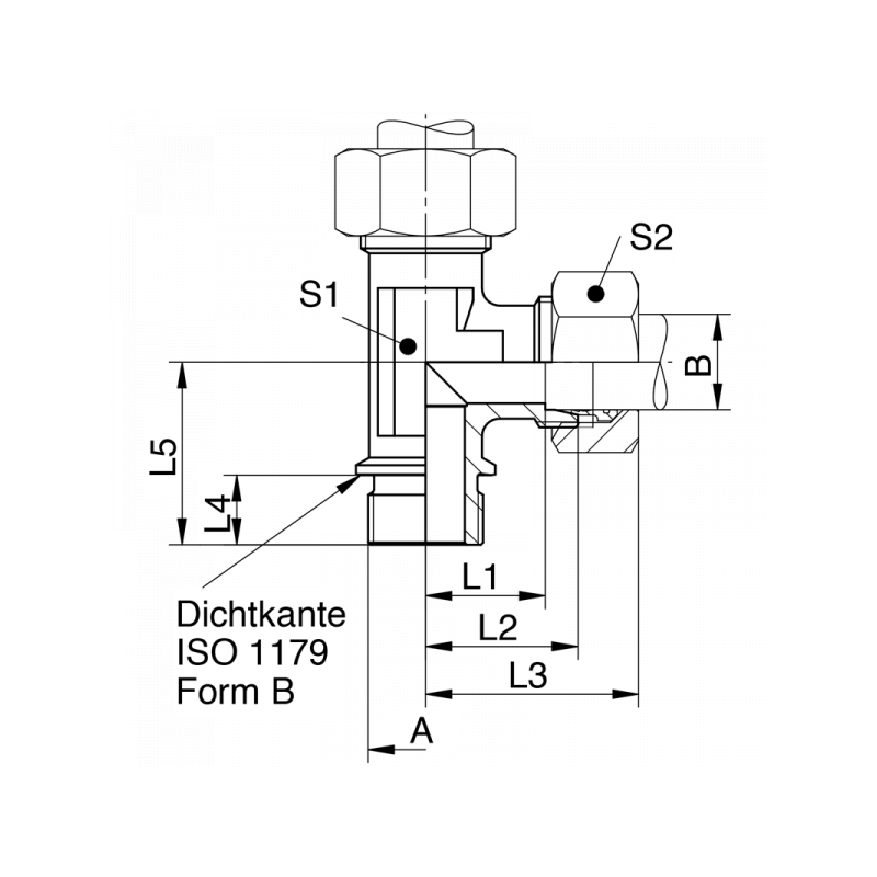 L-Einschraubverschraubung, Einschraubgewinde BSPP mit Dichtkante Form B, leichte + schwere Reihe