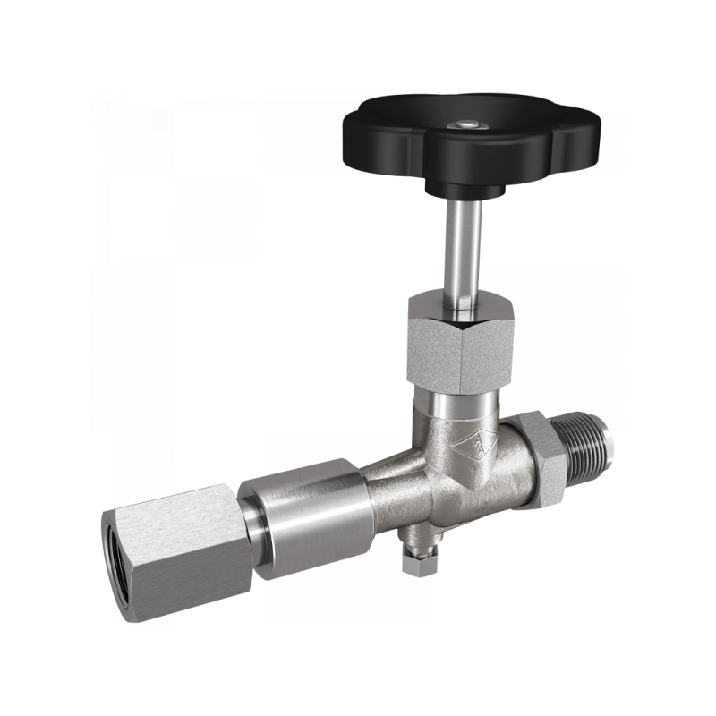 Manometer-Absperrventil, DIN 16270, Zapfen x Schaft für Messgerätehalter mit loser Mutter