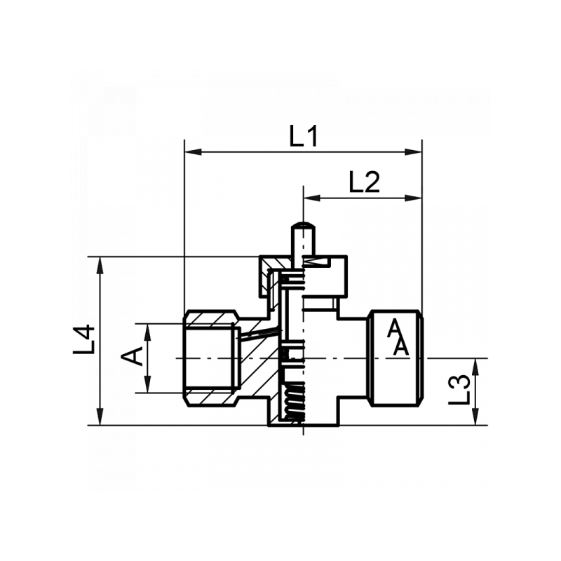 Manometer-Druckkopfhahn, Muffe x Muffe, Material: Messing, 1.4571