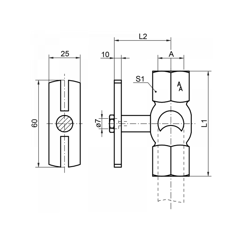 Manometer-Absperrhahn, Muffe x Muffe x Prüfflansch 60 x 25 mm, Material: Messing