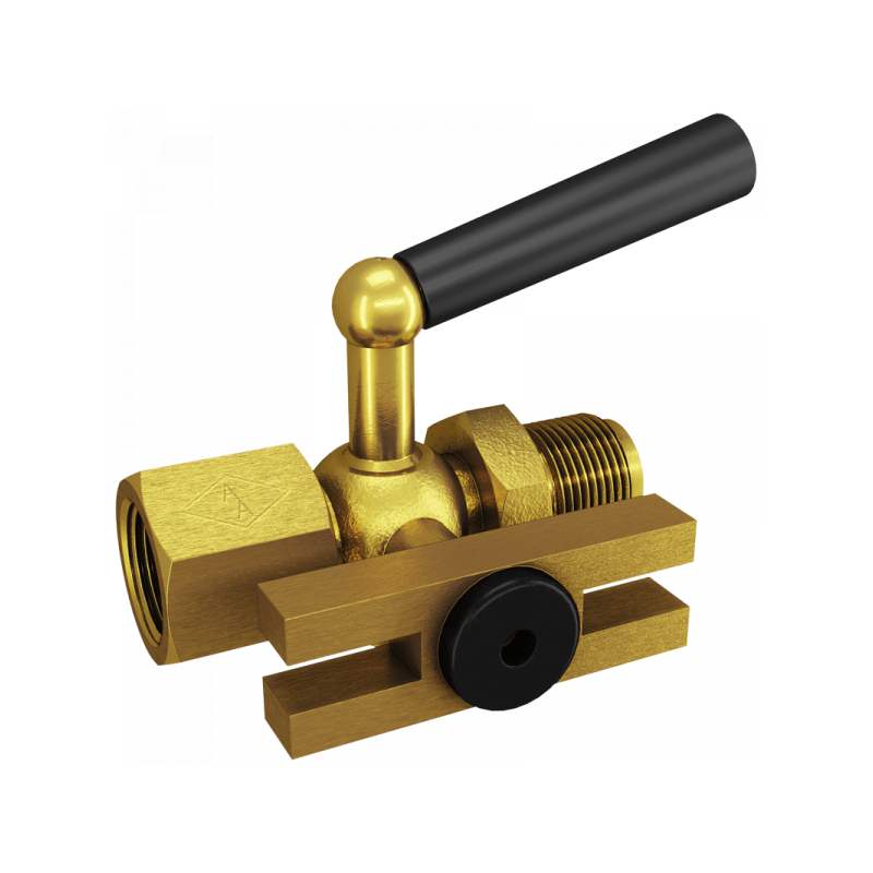 Manometer-Absperrhahn, Muffe x Zapfen x Prüfflansch 60 x 25 mm, Material: Messing