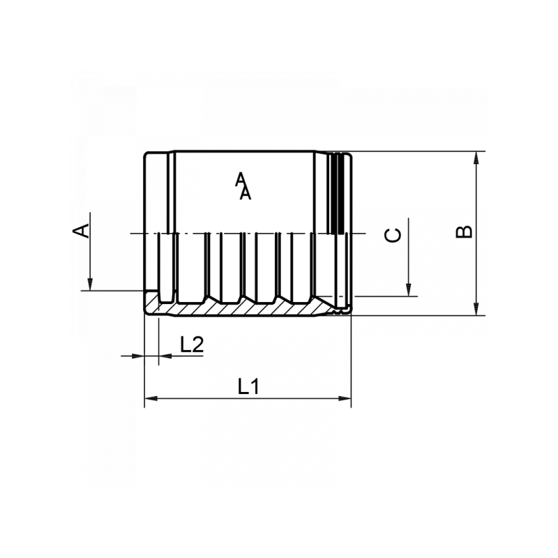Pressfassung 4020 (4030 nur DN32) für Schlauch nach EN 857-1SC / 2SC und EN 853-1ST DIN 20022 für Außenschälung