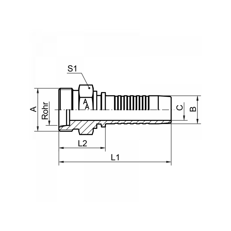 Pressnippel CEL, mit 24° Konus, Schneidringanschluss, leichte Reihe