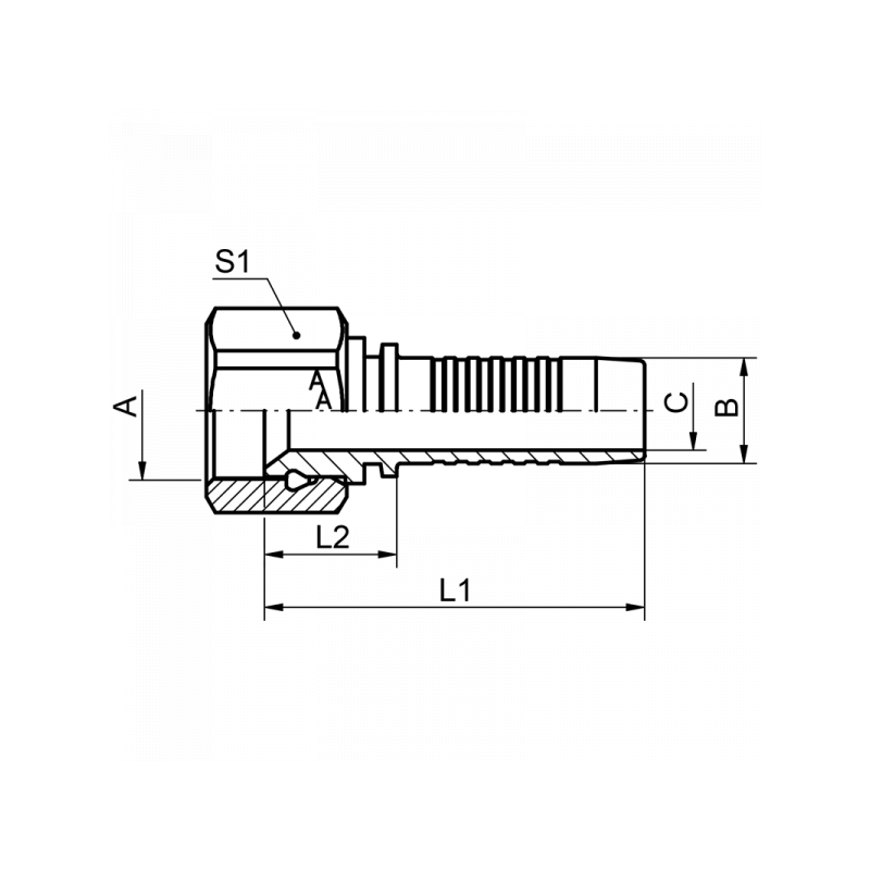Pressnippel DKJ, Dichtkegel mit 74° Konus, Dichtkegel UNF Gewinde