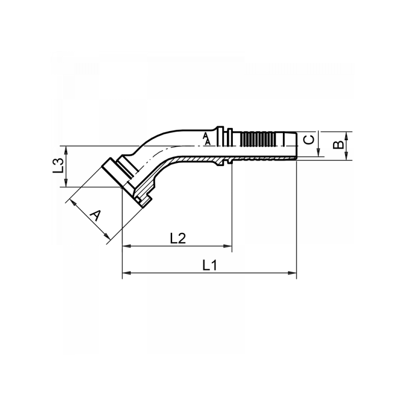 Pressnippel SFS 45°, mit Flansch 6000 PSI, schwere Reihe