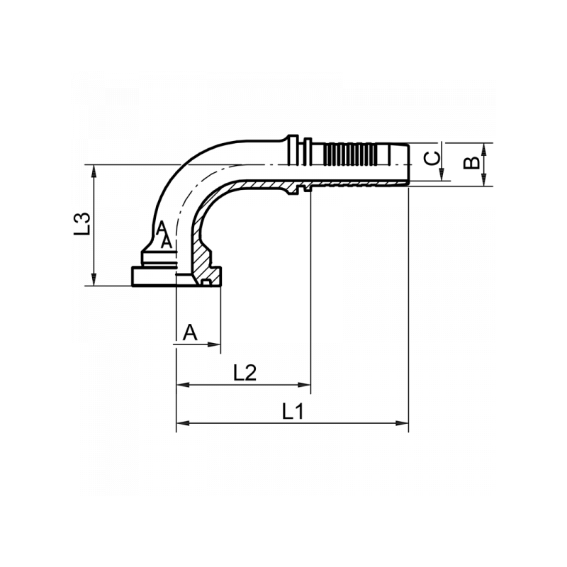 Pressnippel SFS 90°, mit Flansch 6000 PSI, schwere Reihe