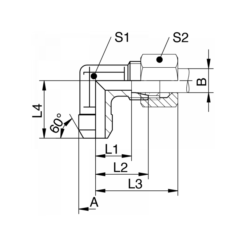 Winkel-Anschweißverschraubung, leichte + schwere Reihe