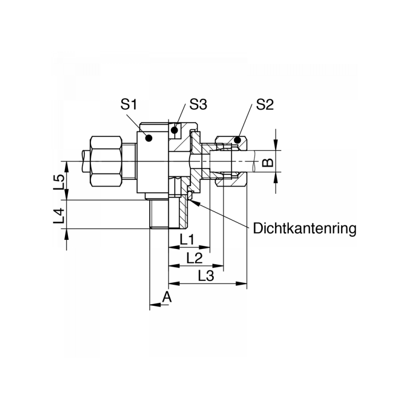 Drosselfreie T-Schwenkverschraubung, Einschraubgewinde BSPP mit Dichkantenring, leichte + schwere Reihe