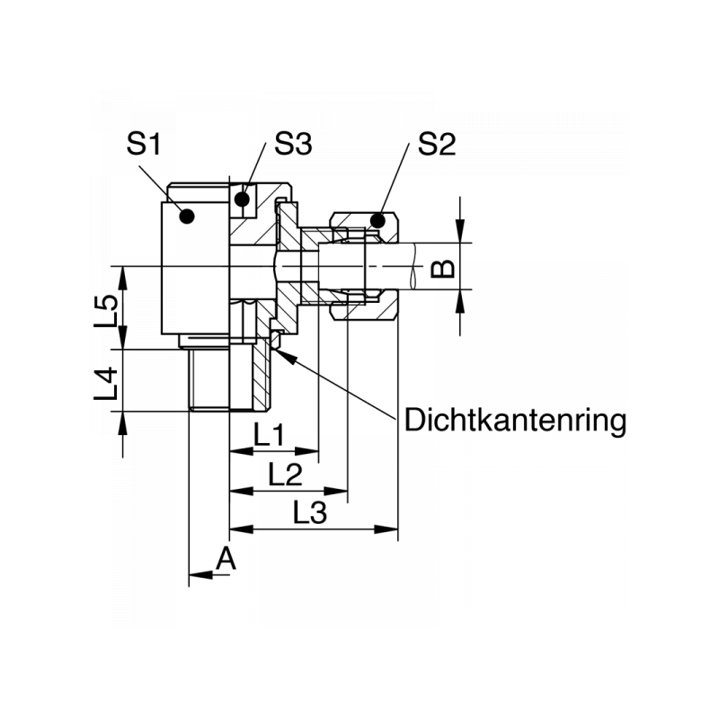 Drosselfreie Winkel-Schwenkverschraubung, Einschraubgewinde BSPP mit Dichtkantenring, leichte + schwere Reihe