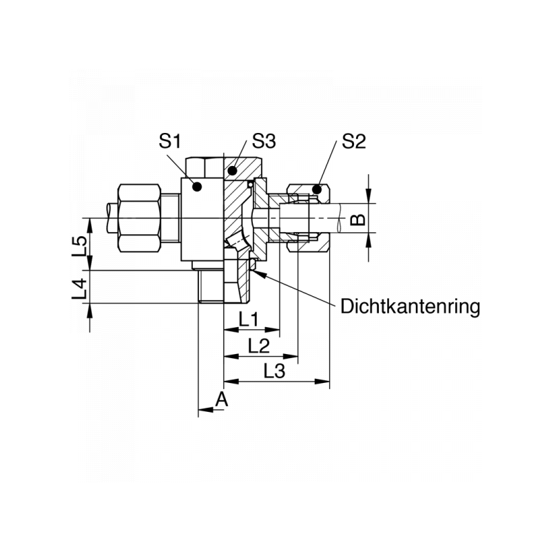 T-Schwenkverschraubung, Einschraubgewinde BSPP mit Dichtkantenring, leichte + schwere Reihe