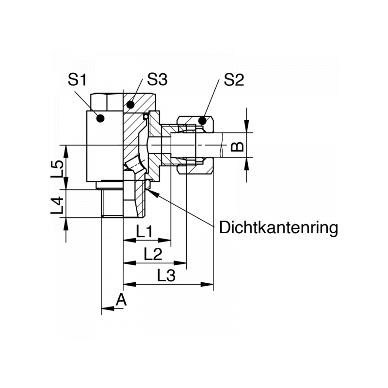 Winkel-Schwenkverschraubung, Einschraubgewinde BSPP mit Dichtkantenring, leichte + schwere Reihe