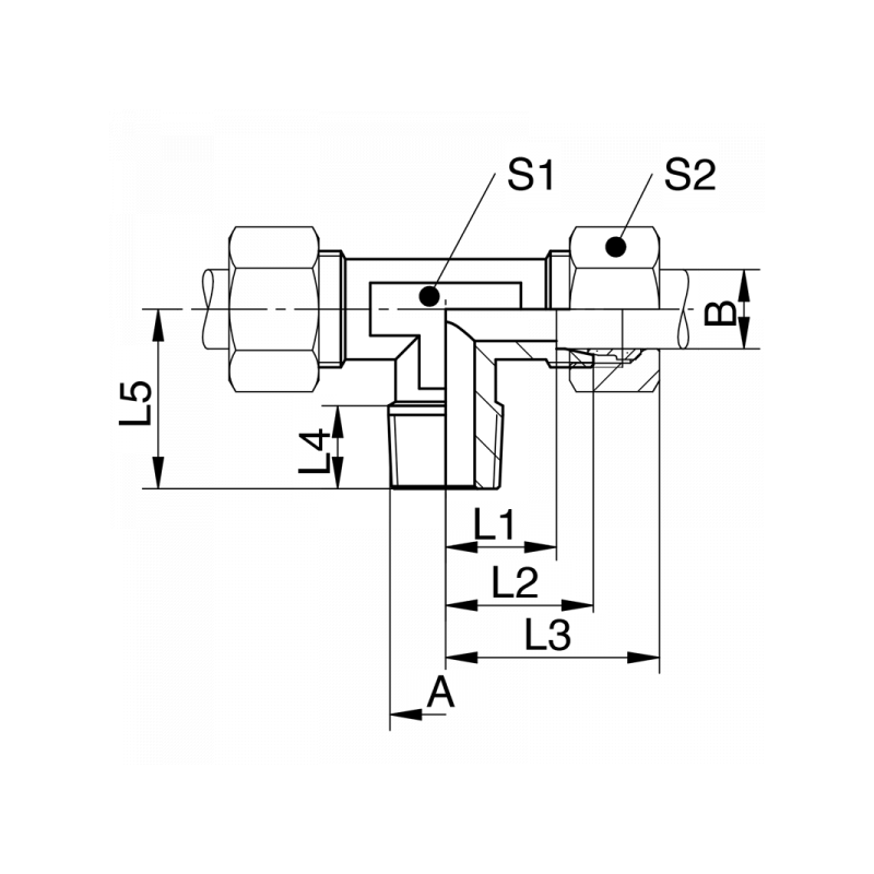 T-Einschraubverschraubung, Einschraubgewinde BSPT, leichte + schwere Reihe