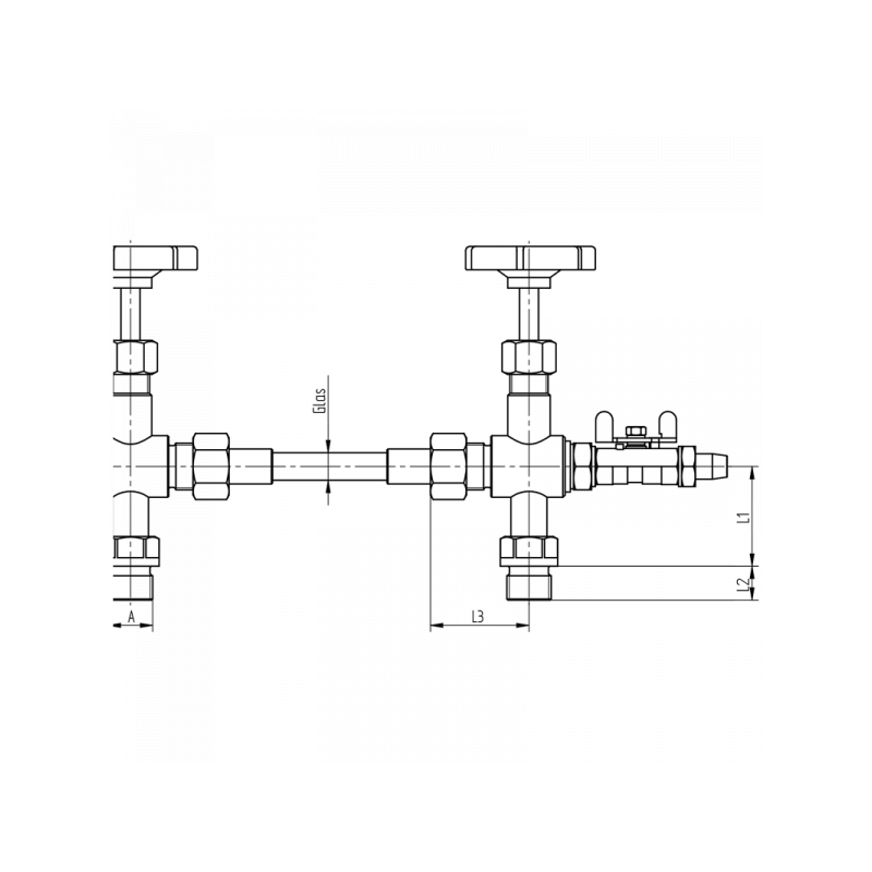 Ventilflüssigkeitsstand-Anzeiger, schwere Ausführung, Standardversion mit langer Stopfbuchse, Material: Messing, 1.4571
