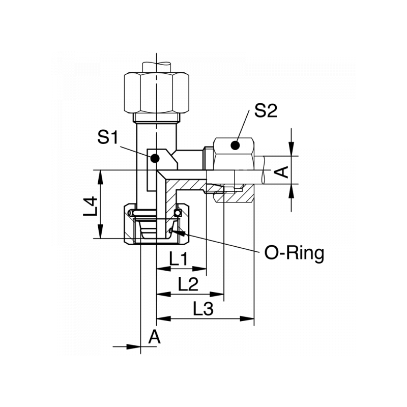 Einstellbare L-Verschraubung mit Dichtkopf und Viton O-Ring, leichte + schwere Reihe