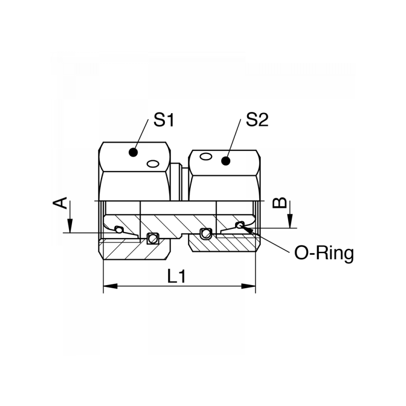 Gerade-Reduzierung, beiderseits Dichtkopf mit Viton O-Ring, leichte Reihe