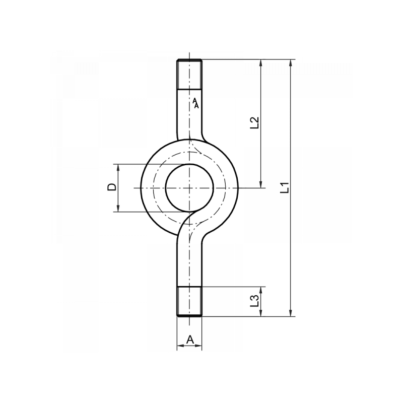 Wassersackrohr, PN 25, Zapfen x Zapfen, Kreisform, Material: Stahl, 1.4571