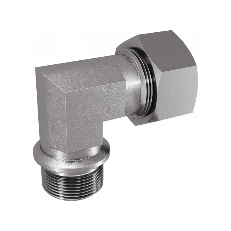 Winkel-Einschraubverschraubung, Einschraubgewinde metrisch mit Dichtkante Form B, leichte + schwere Reihe