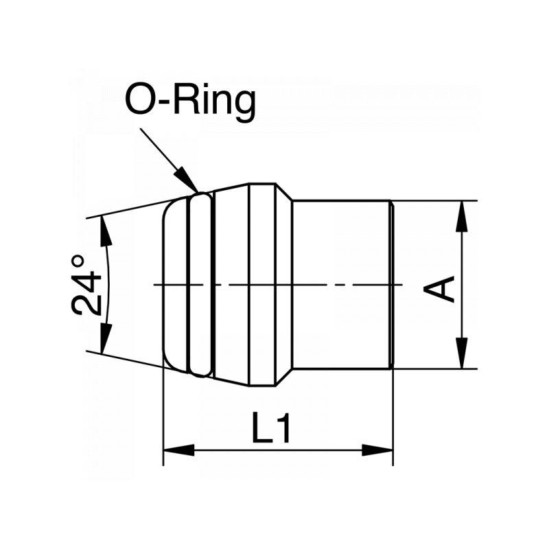 Verschlusskegel für 24° Konus mit O-Ring, leichte + schwere Reihe 